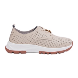 Kvinnors läderskor med artiker 54C1811 Beige