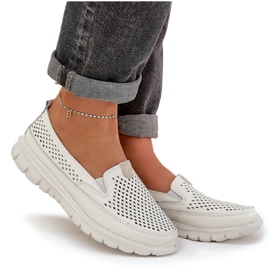 Evento Light Leather OpenWork Loafers 24pb18-6870 White vit