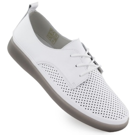 Kvinnors läderskor Openwork Lace -up White Filippo 6788 vit