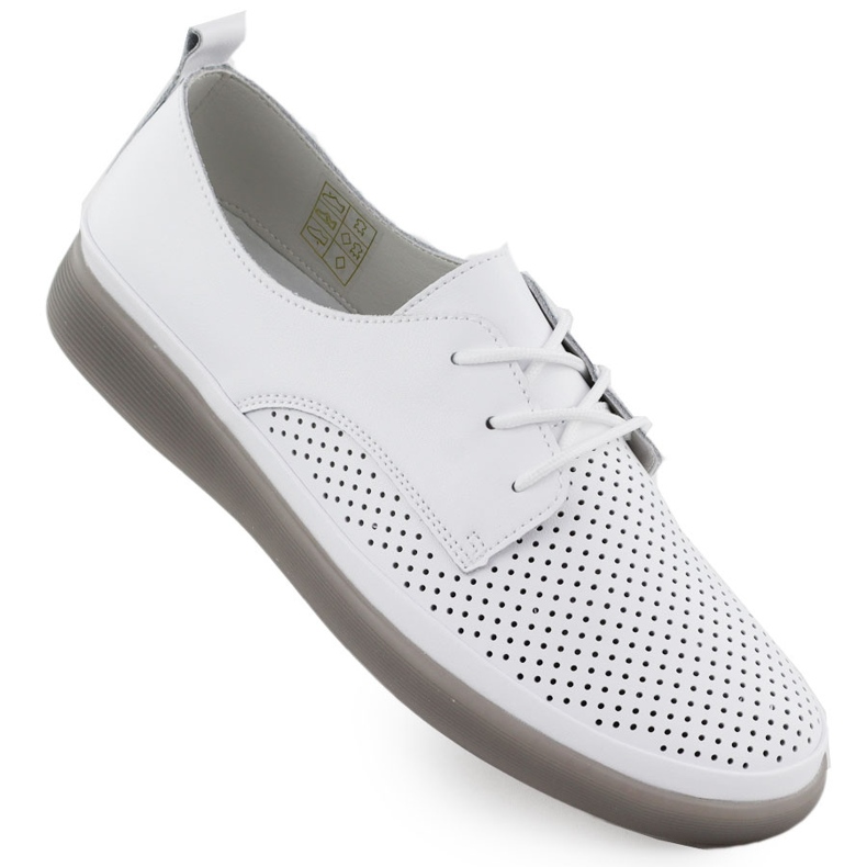 Kvinnors läderskor Openwork Lace -up White Filippo 6788 vit