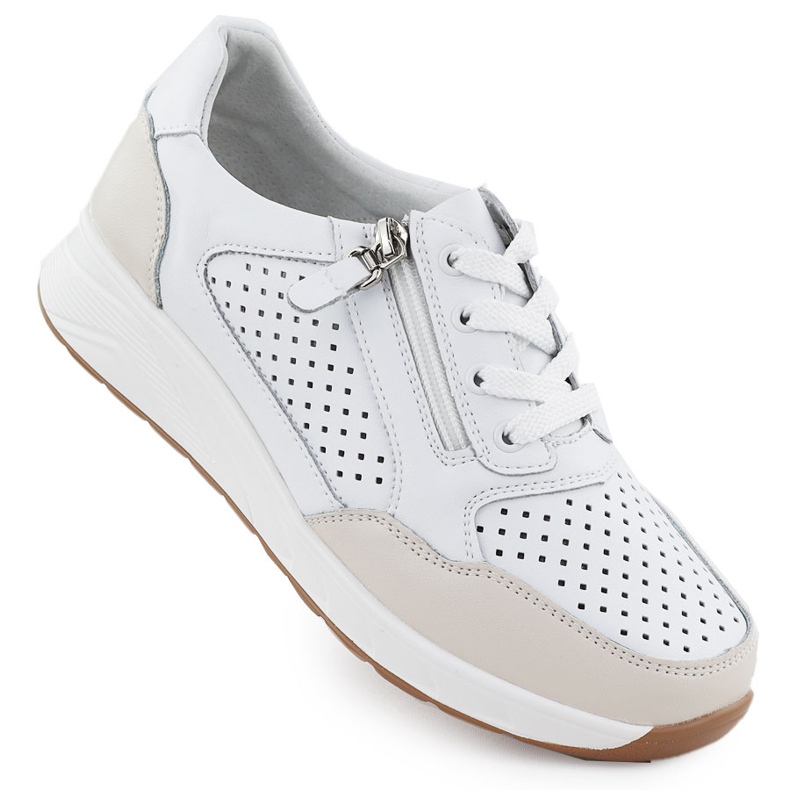 OpenWork Leather Sneakers på White Artiker 56C1673 Slider vit
