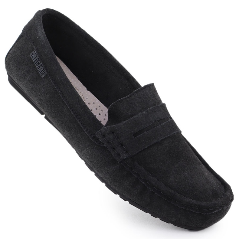 Kvinnors läder loafers svarta Big Star RR274948