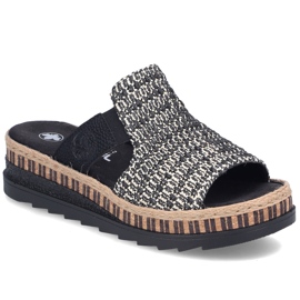 Läder kvinnors läderkilar svart svart rieker v7953-00