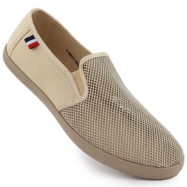 Mäns OpenWork Sneakers slip -in Beige News 3636