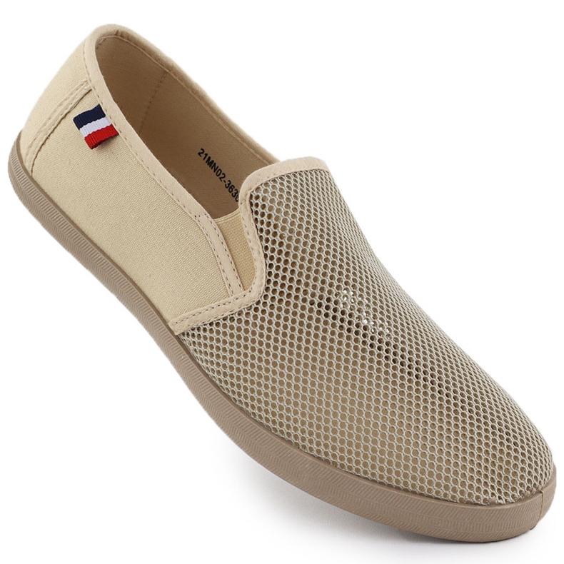 Mäns OpenWork Sneakers slip -in Beige News 3636