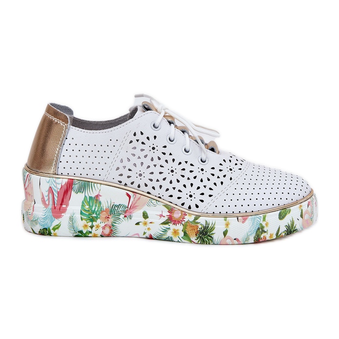 Kvinnors läderskor för artiker 56C1800 Vit och guld