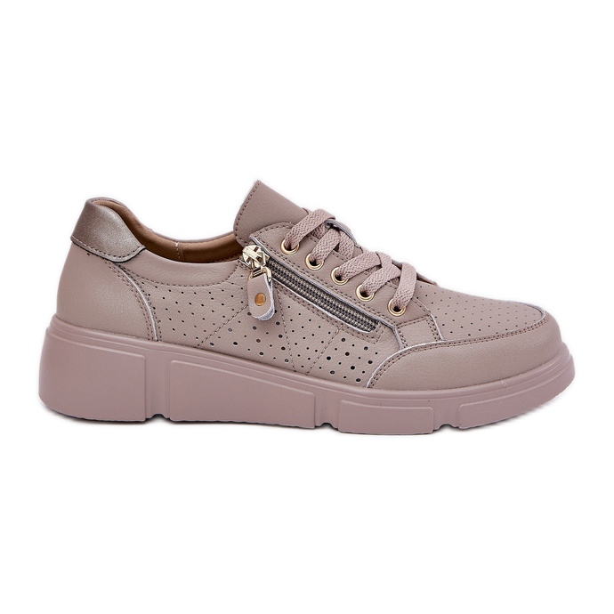 Vinceza Sneakers lädersportskor på plattformen med Vincez Castle 88019 Dark Beige