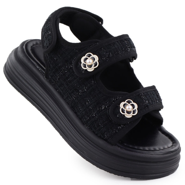 Kvinnors sandaler på plattformen Czarne Potocki Py16337 svart