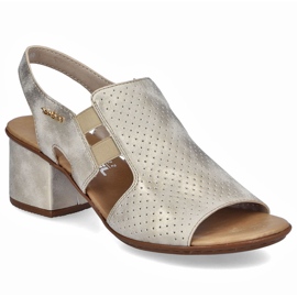 Kvinnors höga klackar Sandaler Golden Rieker 64665-60 gyllene