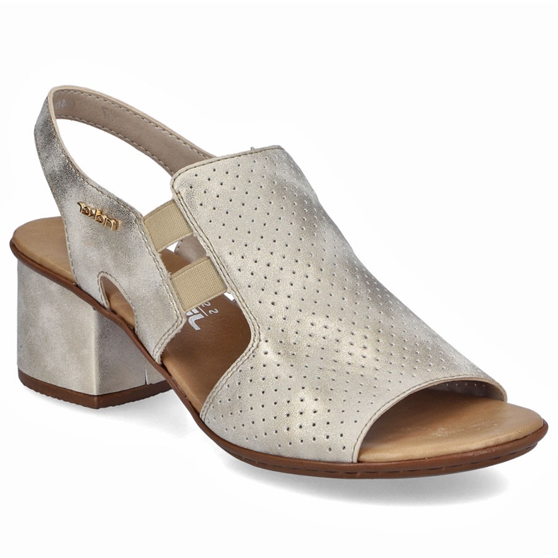 Kvinnors höga klackar Sandaler Golden Rieker 64665-60 gyllene