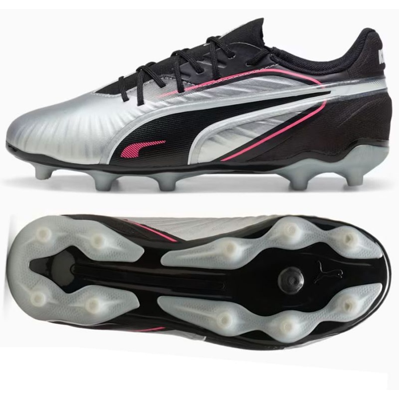 Puma King Match FG/AG 108320-02 fotbollsskor silver-