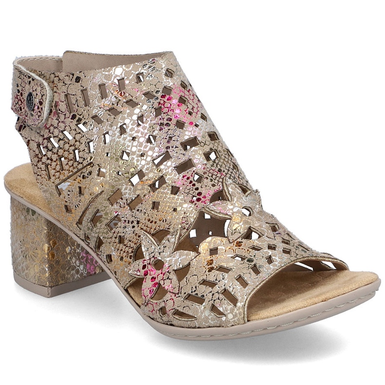 Kvinnors sandaler uppbyggda OpenWork Rieker 64780-90 mångfärgad