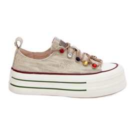 Kvinnors sneakers på plattformen goe rr2n4105 beige