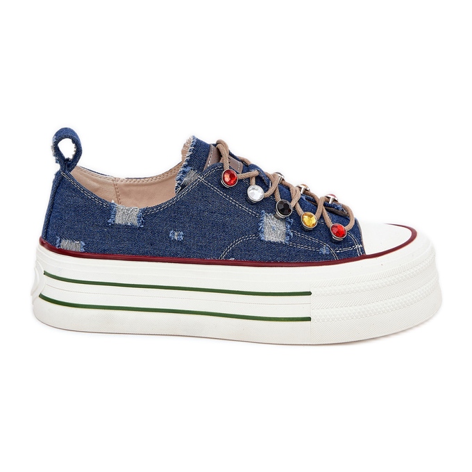 Kvinnors sneakers på Goe RR2N4103 -plattformen Navy Blue blå