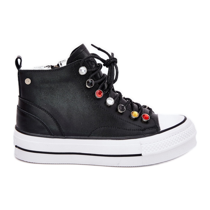 GOE Gee RR2N4101 Kvinnors höga lädersneakers svart