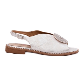 S.Barski Glänsande kvinnors sandaler Dekorativa detalj S. Barski KV51-012 Silver