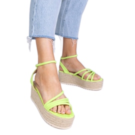 Espadrille gröna sandaler på plattformen