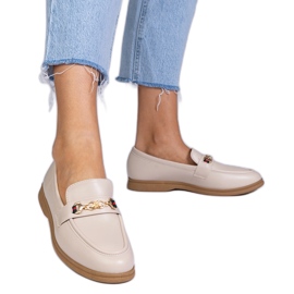 Beige mockasiner med gulddekor