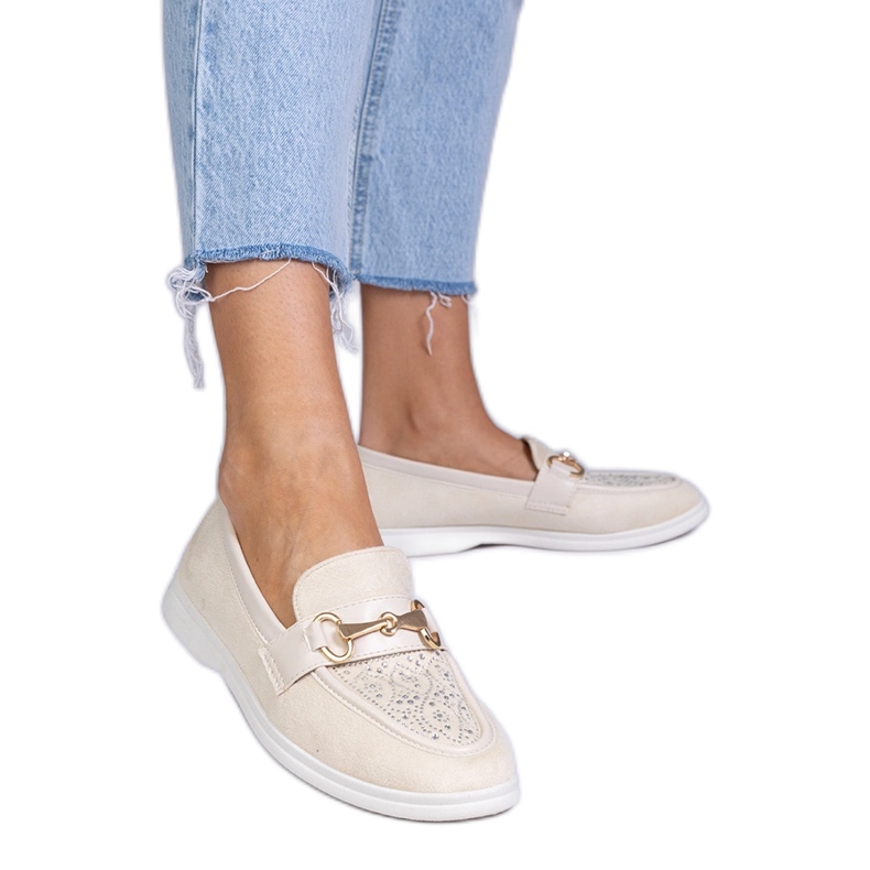 Beige Moccasins från Ekozamsz med zirkoner