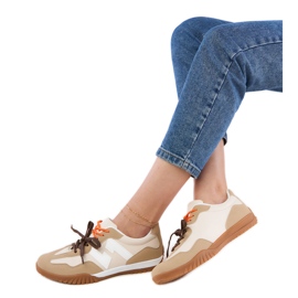 Beige sneakers sneakers med färgglada snören