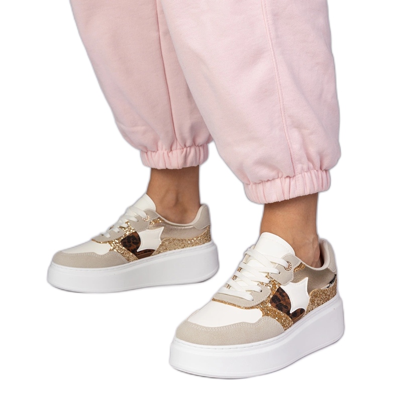 Leopard sneakers med glitter mångfärgad