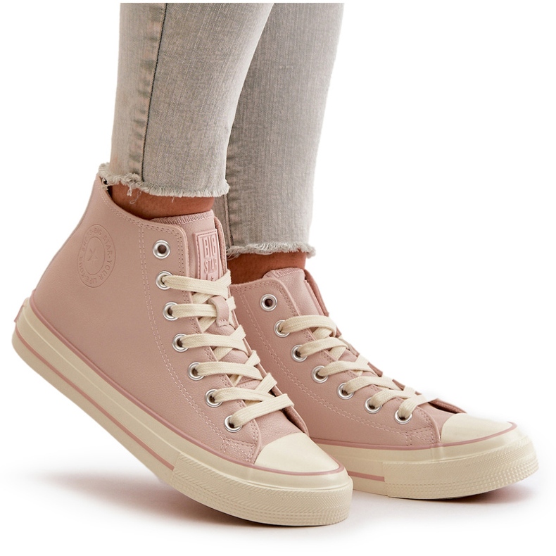 Isolerade sneakers för kvinnor gjorda av ekologiskt läder Rosa Big Star OO274933