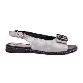 Jezzi Platta sandaler med dekoration Eco Leather Silver