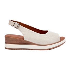 Lädersandaler på artiker 56C2316 Lätt grundläggande beige