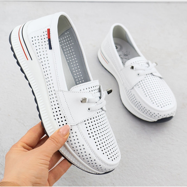 Evento Kvinnors läderskor Openwork White Event 8443 vit