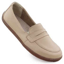 Women's Leather Loafers Barefoot Ekri Helios 433 beige