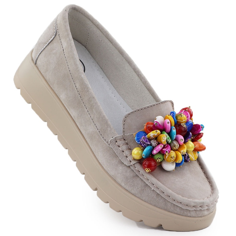 Läderloafers på en plattform med beige beige filippo 6828