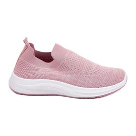 Slip-on sportskor i tyg för kvinnor, rosa
