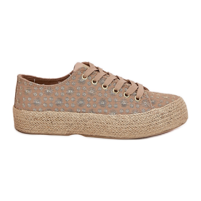 Patrouched Women's Sneakers på plattformen med Lee Cooper LCW-25-08-3646L Khaki-flätan beige