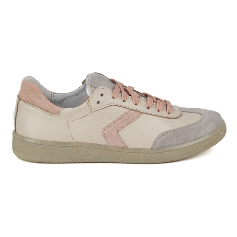 Kvinnors lädersneakers Olivier N1091 Beige