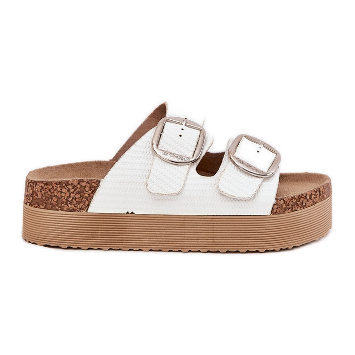Kvinnors plattform flip flops med Lee Cooper LCW-25-35-3496L Vita spännen
