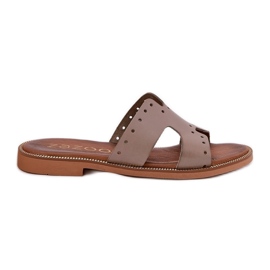 Zazoo 40326 Kvinnors tofflor med dekorativa utskärningar mörk välsignelse beige