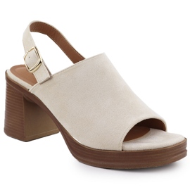 Kvinnors mocka sandaler på posten Beige Potocki 54313