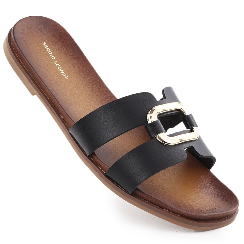 Kvinnors flip -flops med dekoration svart Sergio Leone SK077H