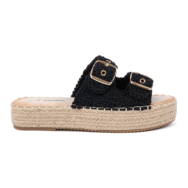 Seastar Svarta flip flops på plattformen med spännen