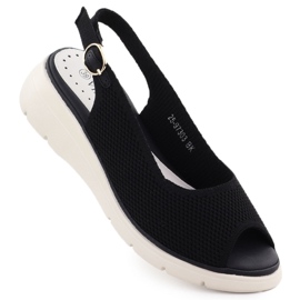 Kvinnors sandaler på kilar Black Vinceza 97303 svart