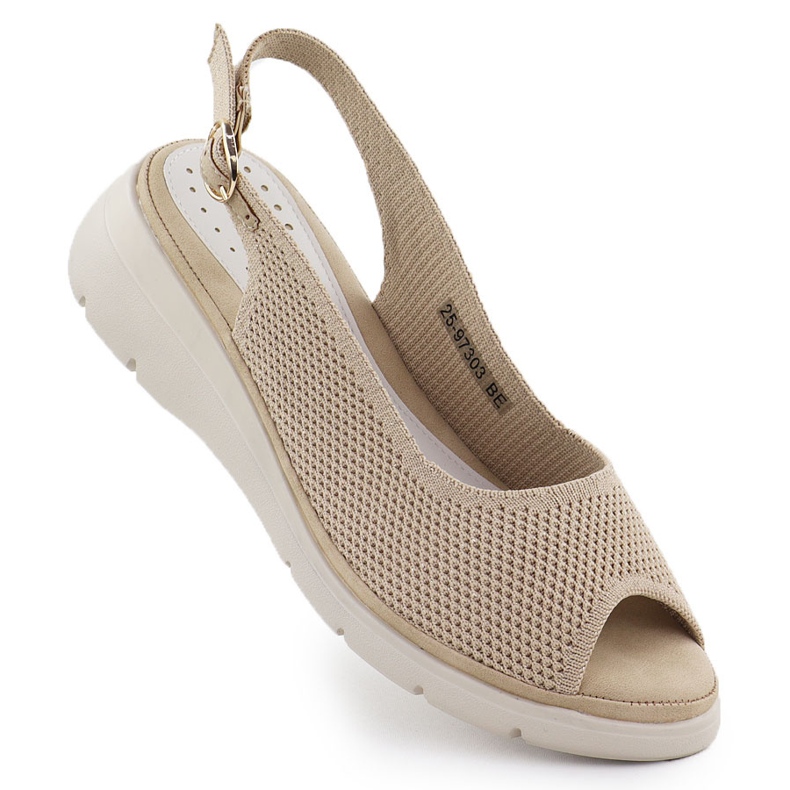Kvinnors sandaler för textilkil Beige Vinceza 97303