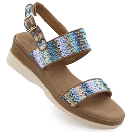 Kvinnors sandaler för Wedge Blue Potocki Braid 45302 blå