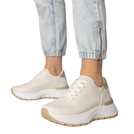 Beige Sports Sneakers med en gyllene införande