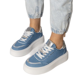Denim sneakers dekorerade med glitter och zirkoner blå