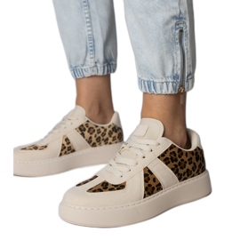 Beige-pantter kvinnors sneakers