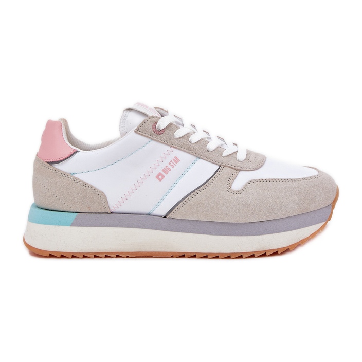 Kvinnors mocka sneakers Big Star RR274A047 Hi-Polish Beige-White System