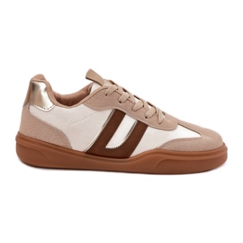 Kvinnors sneakers med Eco Suede Beige