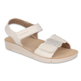 Befado barnsandaler läderinsats 068y005 beige-silver
