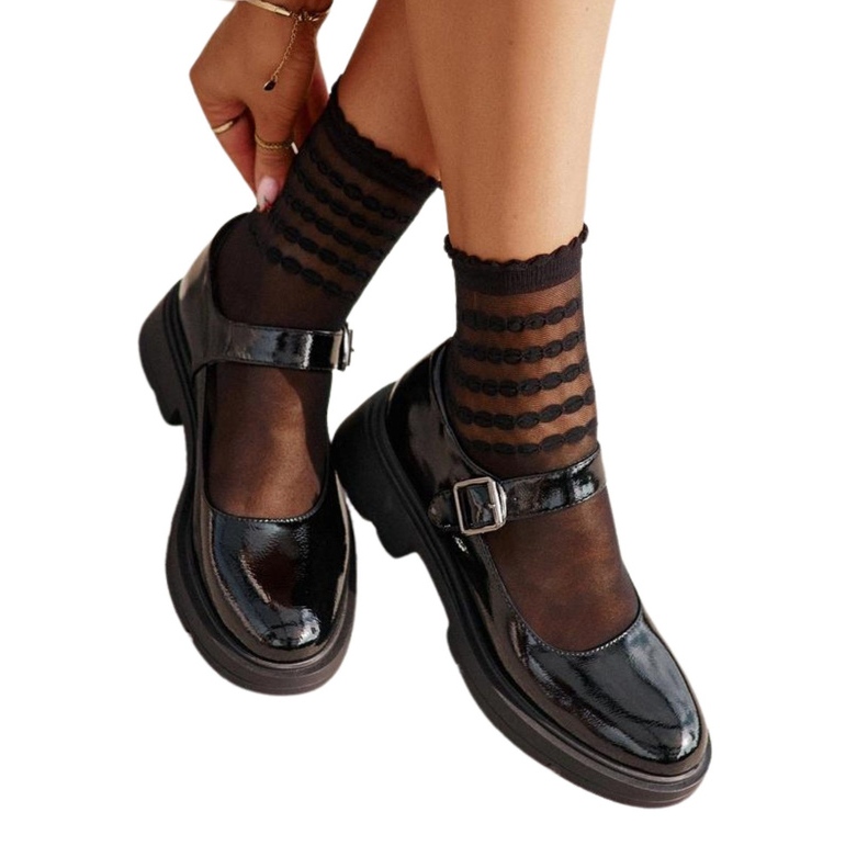 Lackerade kvinnors skor med svart Vinceza 62179 -bälte