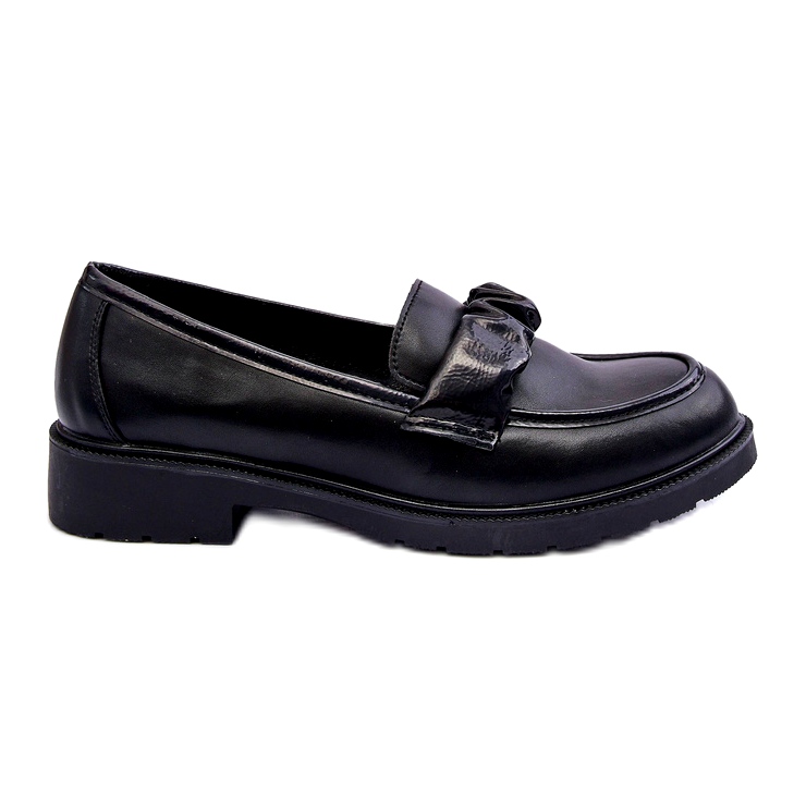 S.Barski Flat -hankade läderloafers svarta med dekoration S. Barski HY335